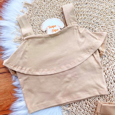 Conj. Regata e Short com Detalhe de Coração - Areia